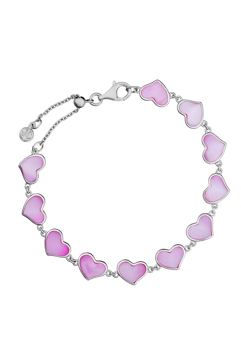 All Around Heart Bracelet Set In Sterling Silver, Main, color, Pink