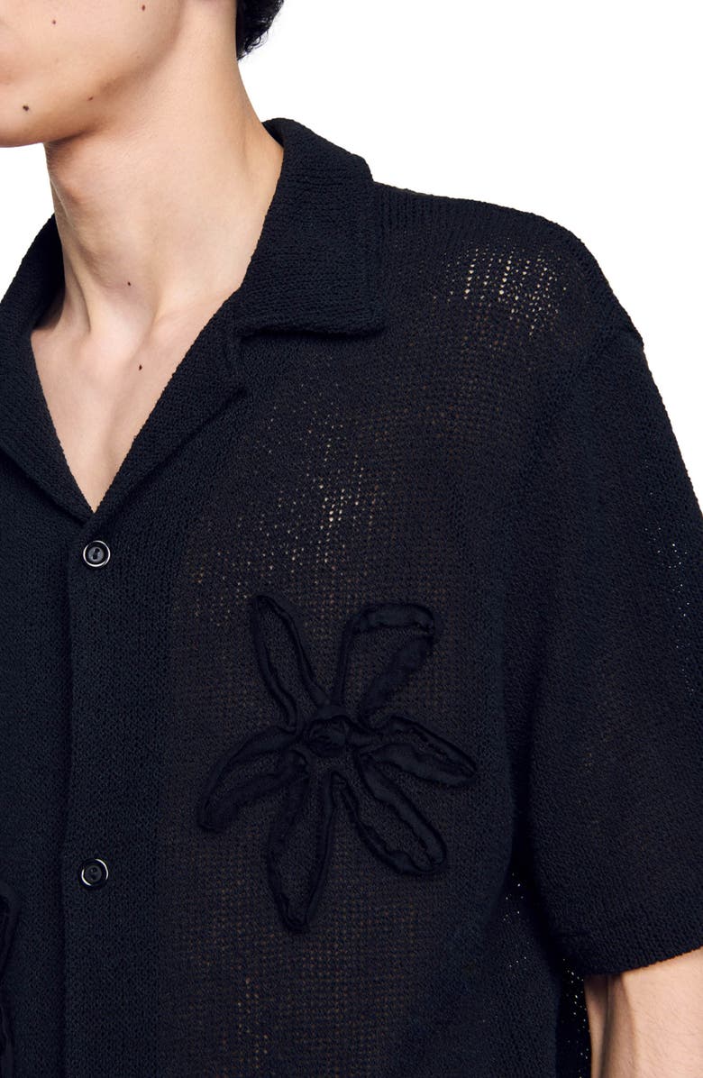 SANDRO Floral knit shirt, Alternate, color, 
