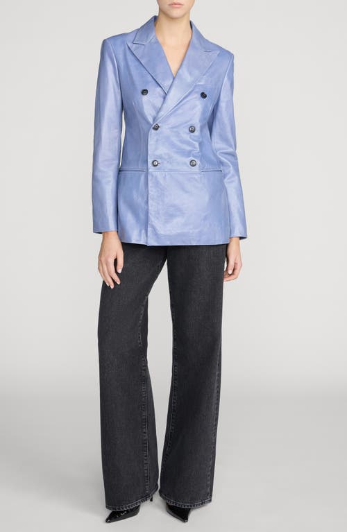 Frame Boulevard Leather Blazer In Periwinkle