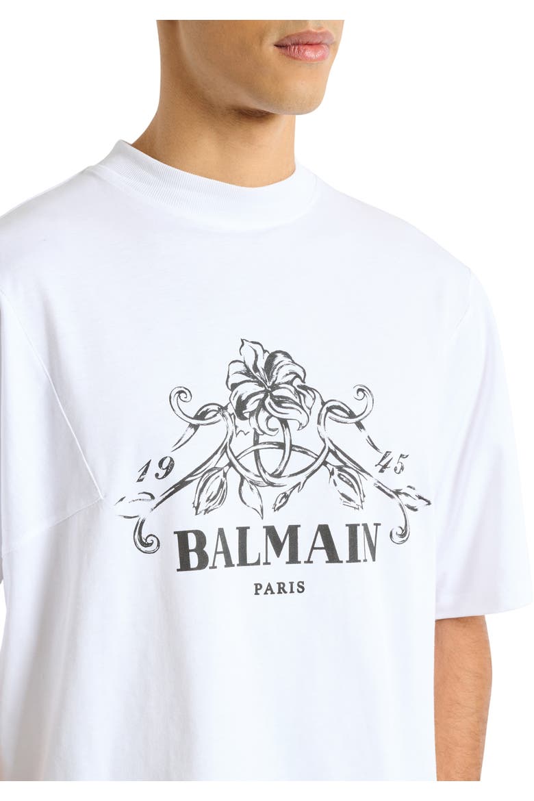 Printed Balmain Vine T-shirt, Alternate, color, white