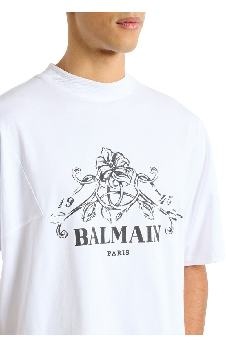 Balmain Printed Balmain Vine T-shirt, Alternate, color, White
