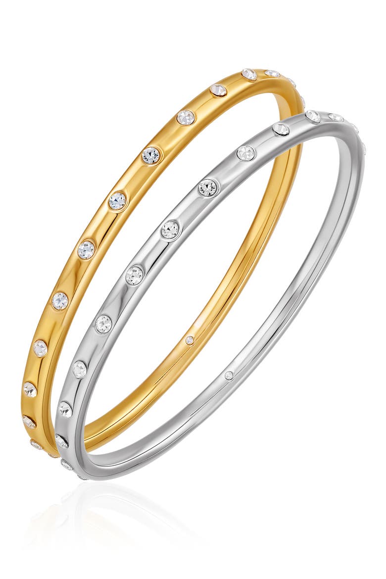 2-Pack Cubic Zirconia Bangle Bracelet, Alternate, color, GOLD TONE