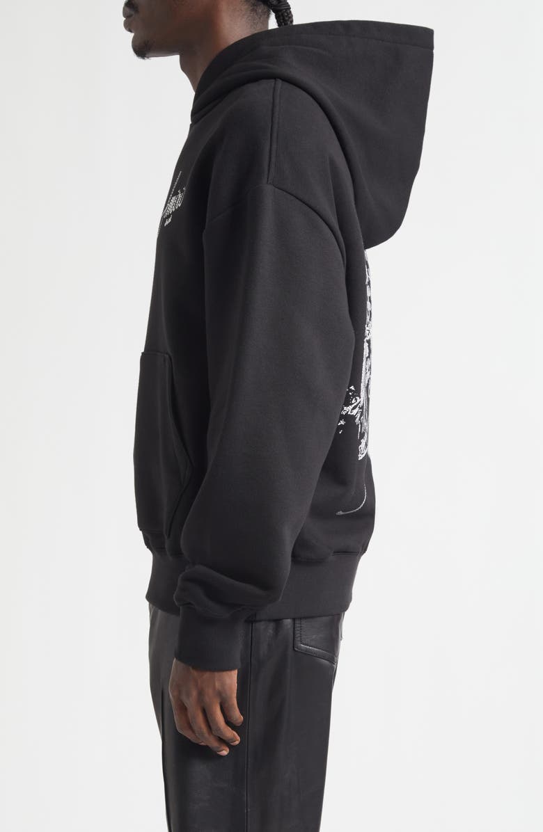 AMIRI Crystal Embellished Hotel Graphic Hoodie, Alternate, color, Black