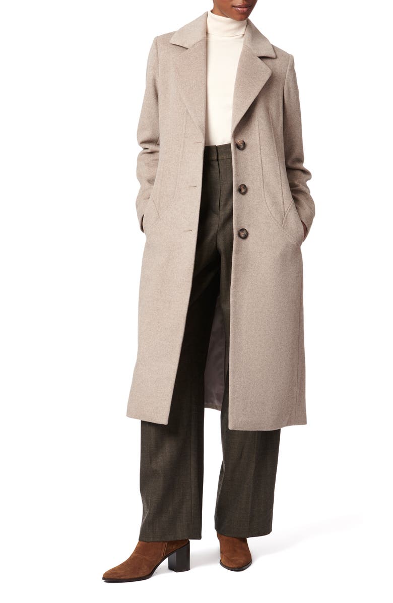 Bernardo Tailored Wool Blend Coat, Alternate, color, Heather Taupe