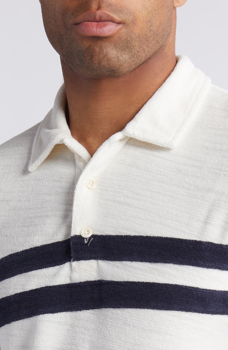 Faherty Cabana Surf Stripe Terry Cloth Polo, Alternate, color, Vintage White
