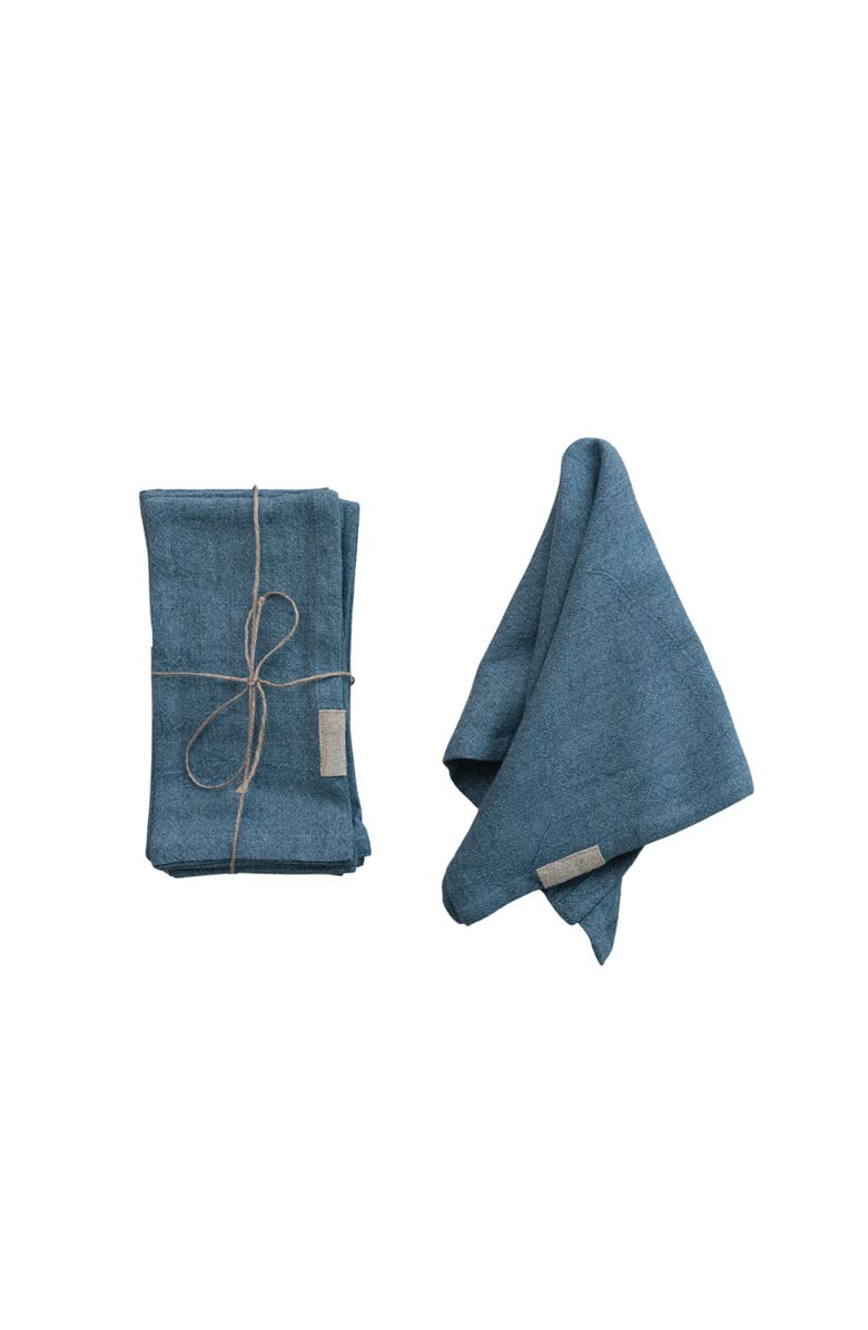 Storied Home Square Stonewashed Linen Blend Napkins with Tab, Set of 4, Main, color, 