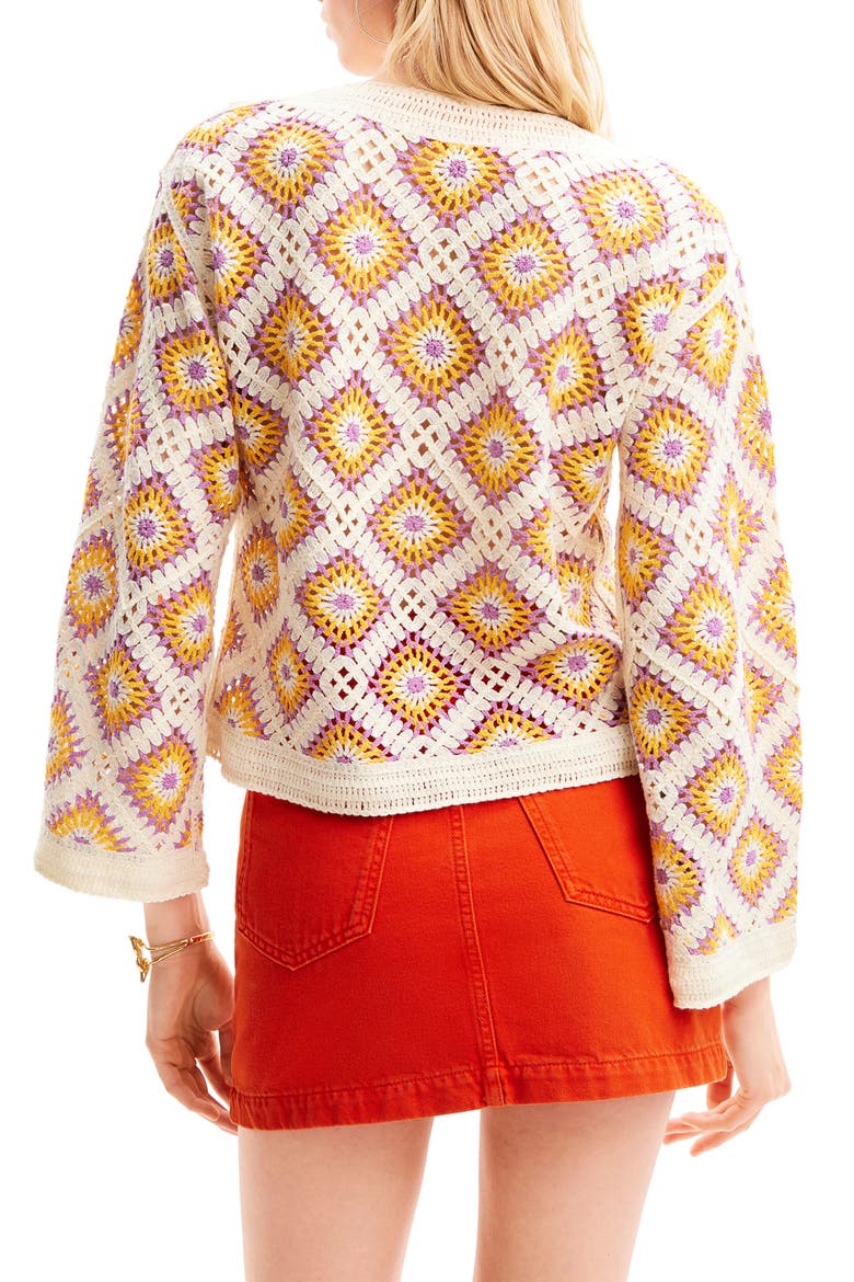 Multicolor Crochet Pullover, Alternate, color, WHITE