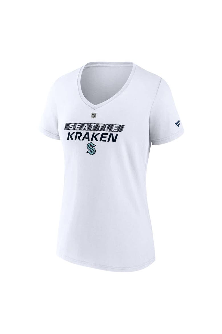 Women's Fanatics  White Seattle Kraken Authentic Pro Core Primary V-Neck T-Shirt, Alternate, color, White