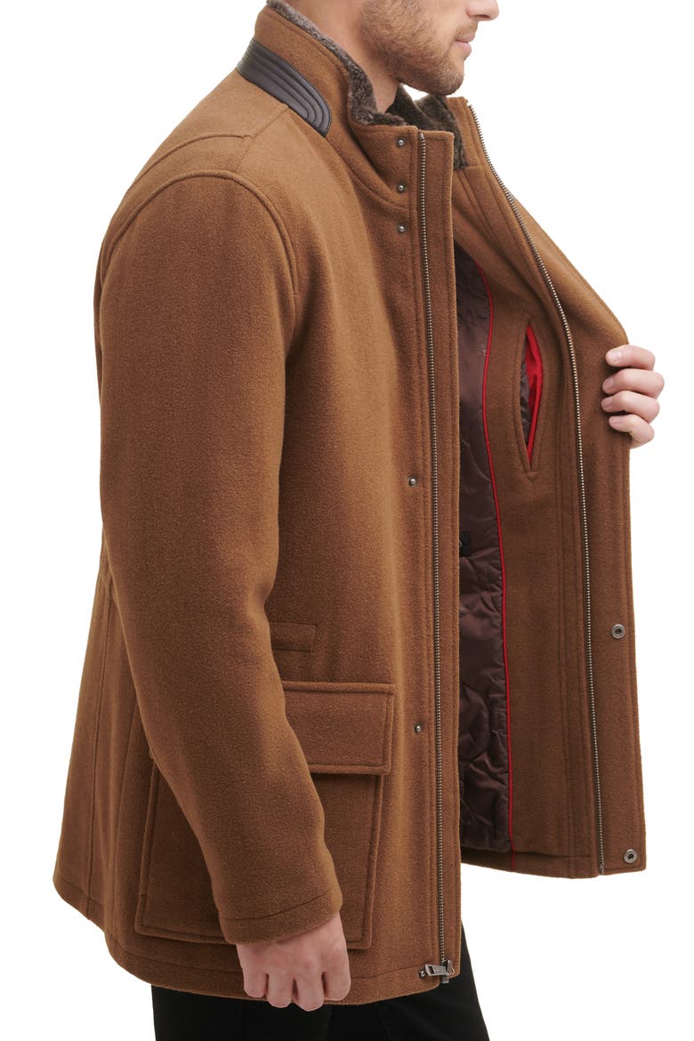 Wool Blend Faux Fur Lined Stand Collar Jacket, Alternate, color, CAMEL