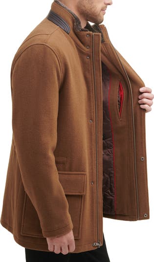 Wool Blend Faux Fur Lined Stand Collar Jacket