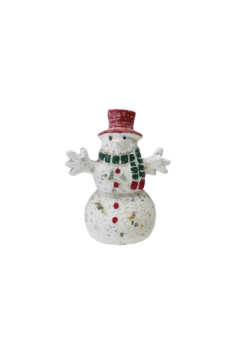 Cement Snowman in Finish, White, Red & Green, Main, color, White & Red