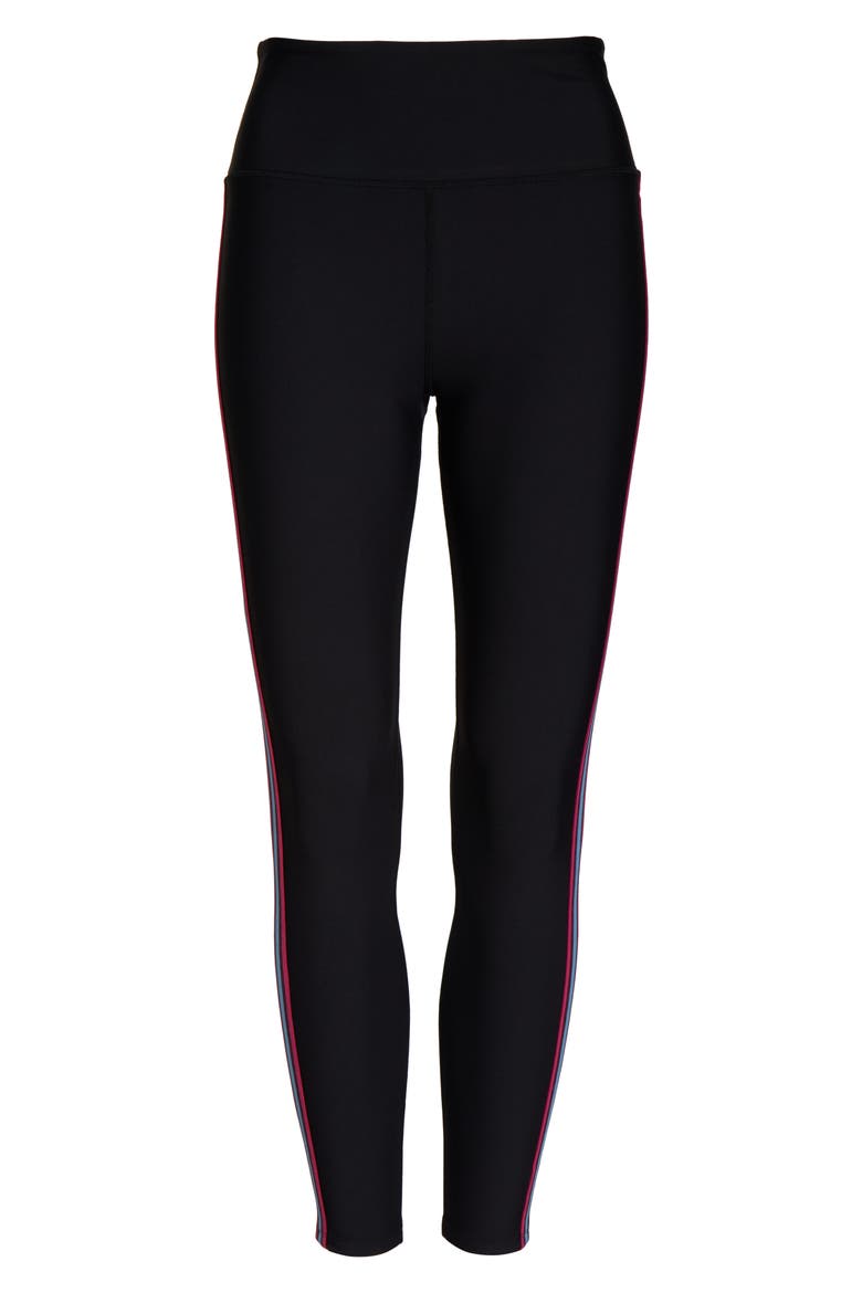 Contrast Stripe Tights, Alternate, color, BLACK
