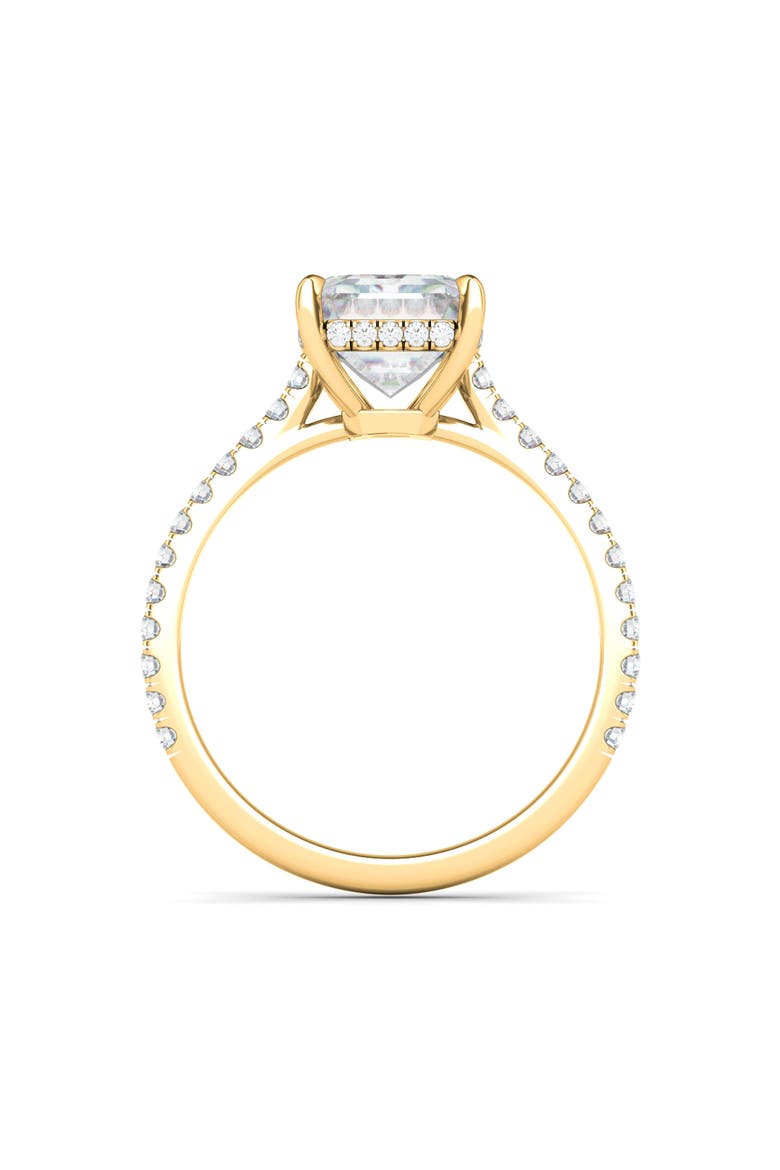 Emerald Cut Pavé Lab Grown Diamond Ring, Alternate, color, 18K YELLOW GOLD