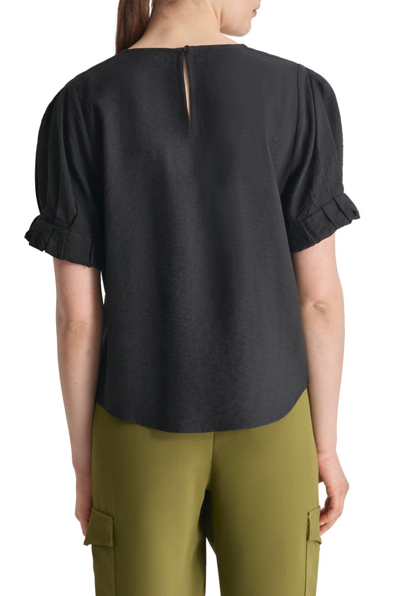 Crinkle Texture Short Sleeve Top, Alternate, color, BLACK