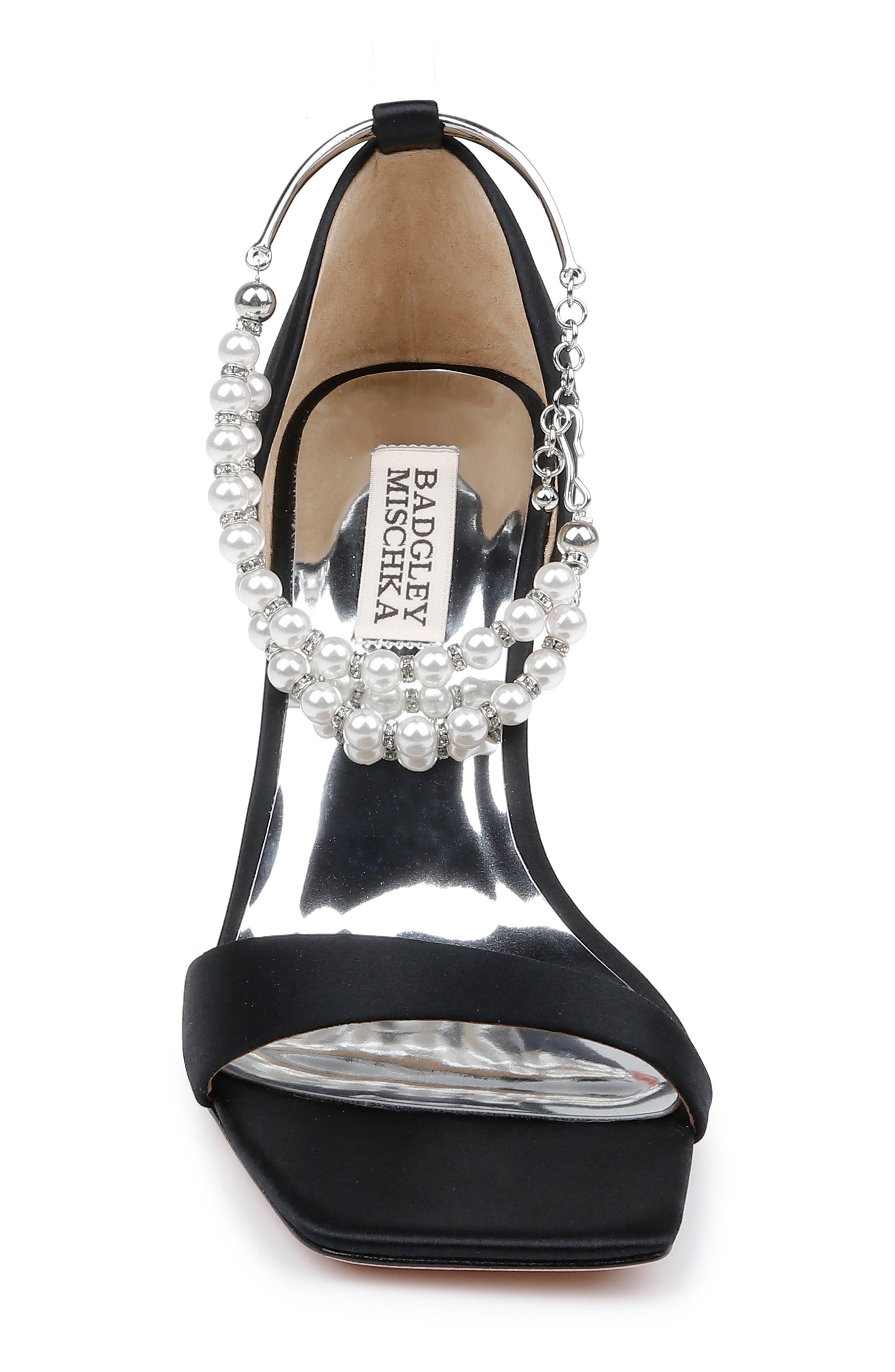 Badgley Mischka Collection Loretta Imitation Pearl Ankle Strap Sandal, Alternate, color, 