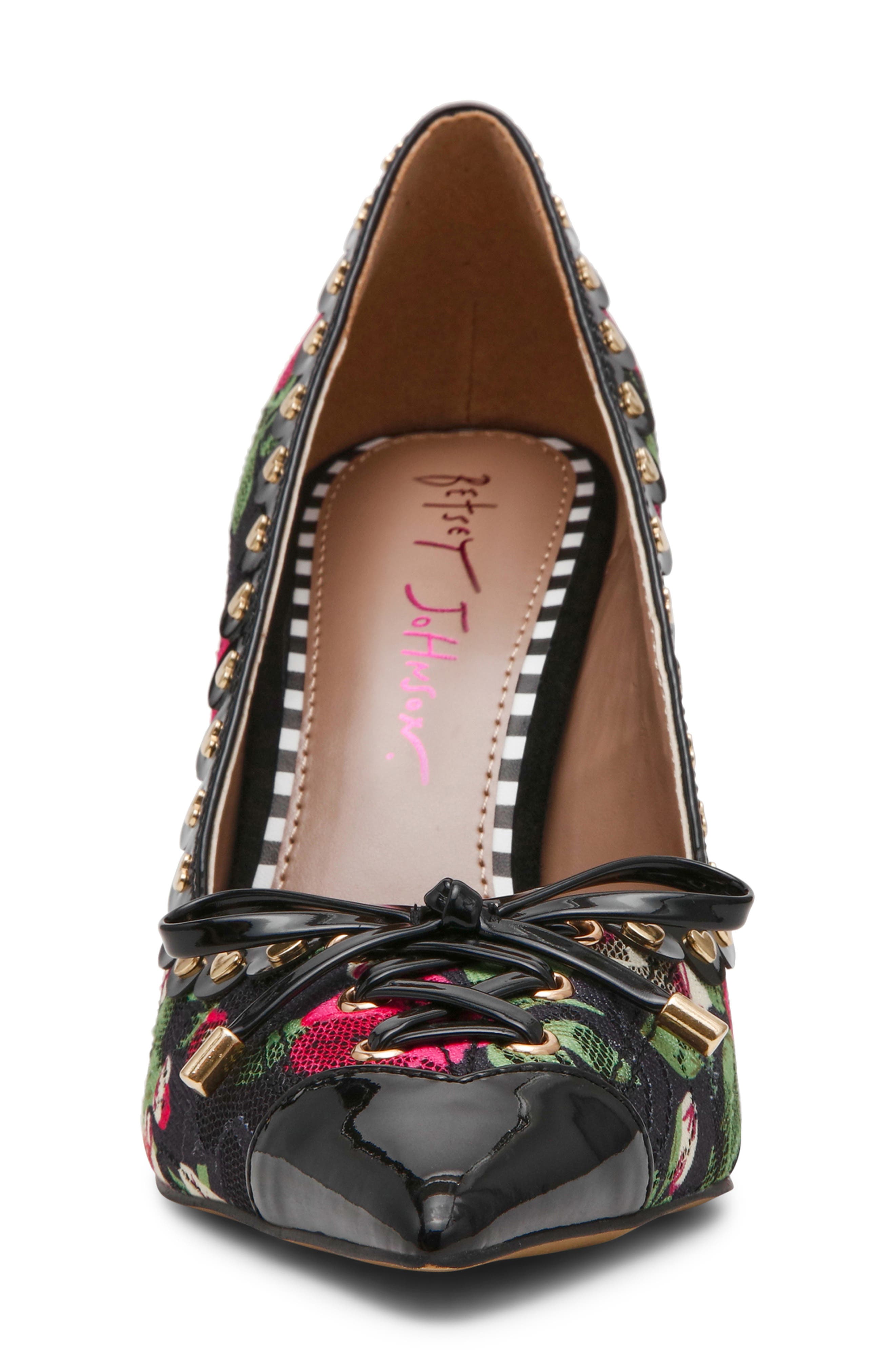 Jovi Studded Pointed Toe Pump, Alternate, color, BLACK ROSE