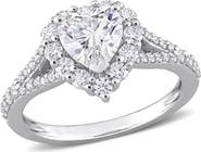 Julianna B. Moissanite Heart Halo Split-Shank Ring