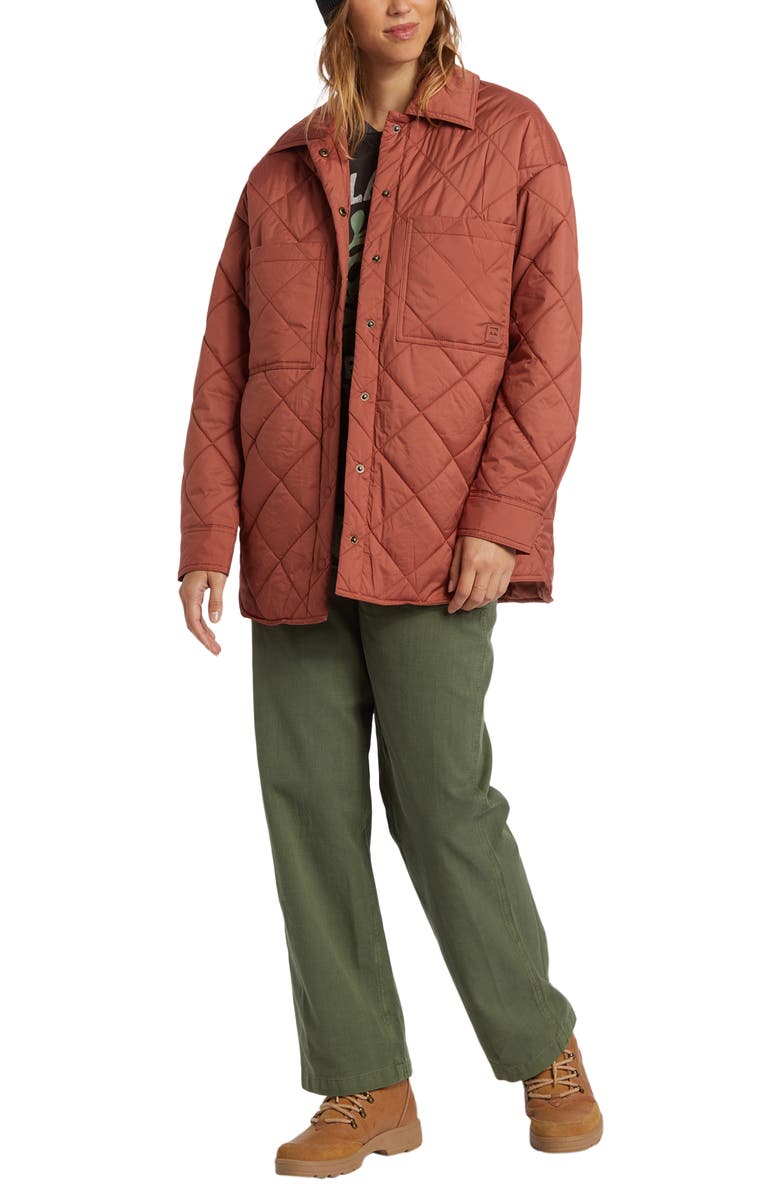 Billabong Transport Water Resistant Snap-Up Shacket, Alternate, color, Sweet Chocolate