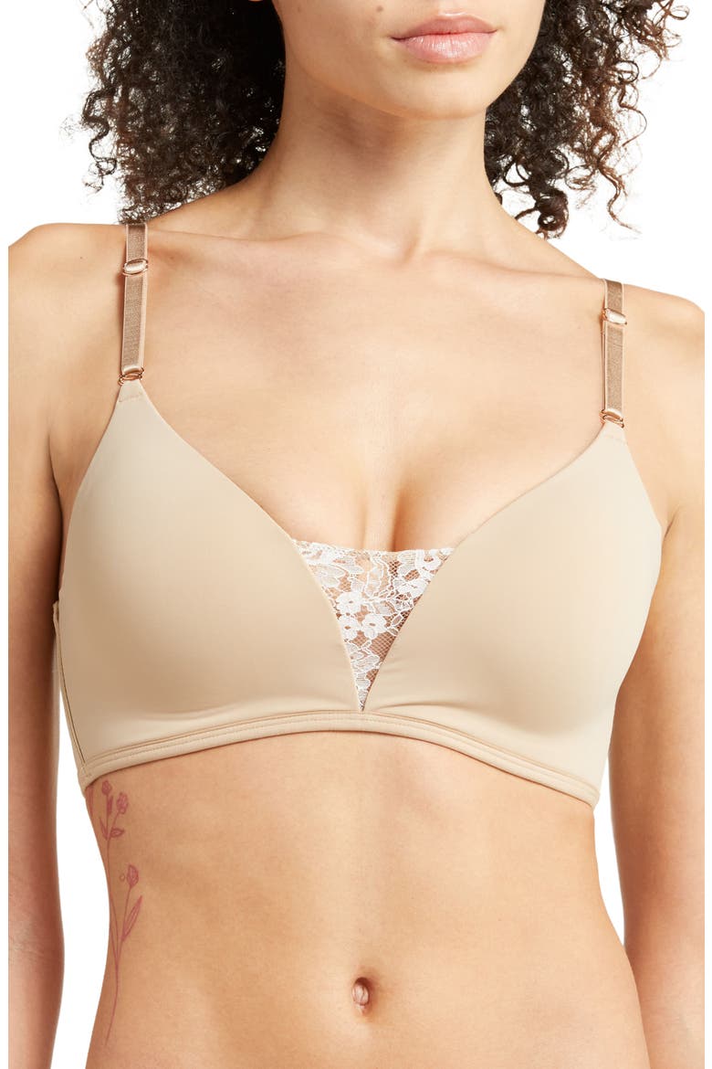 Entice Wireless Push-Up Bra, Main, color, NYLON/ WHTE