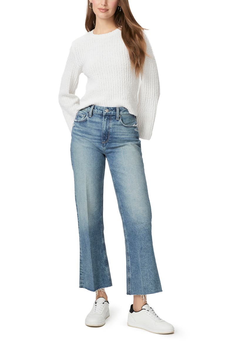 Leenah Raw Hem High Waist Ankle Wide Leg Jeans, Alternate, color, STRYBKDIST
