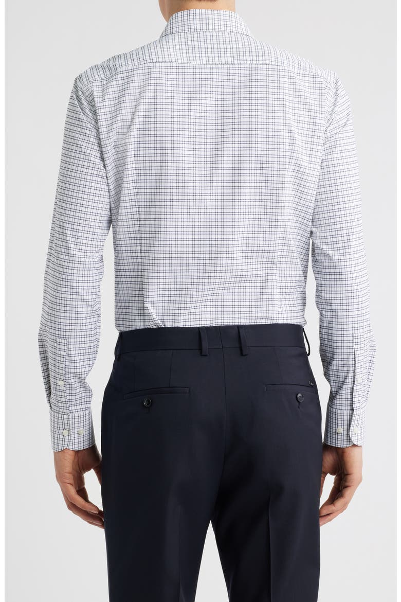 Hank Kent Slim Fit Plaid Performance Twill Dress Shirt, Alternate, color, DARK BLUE