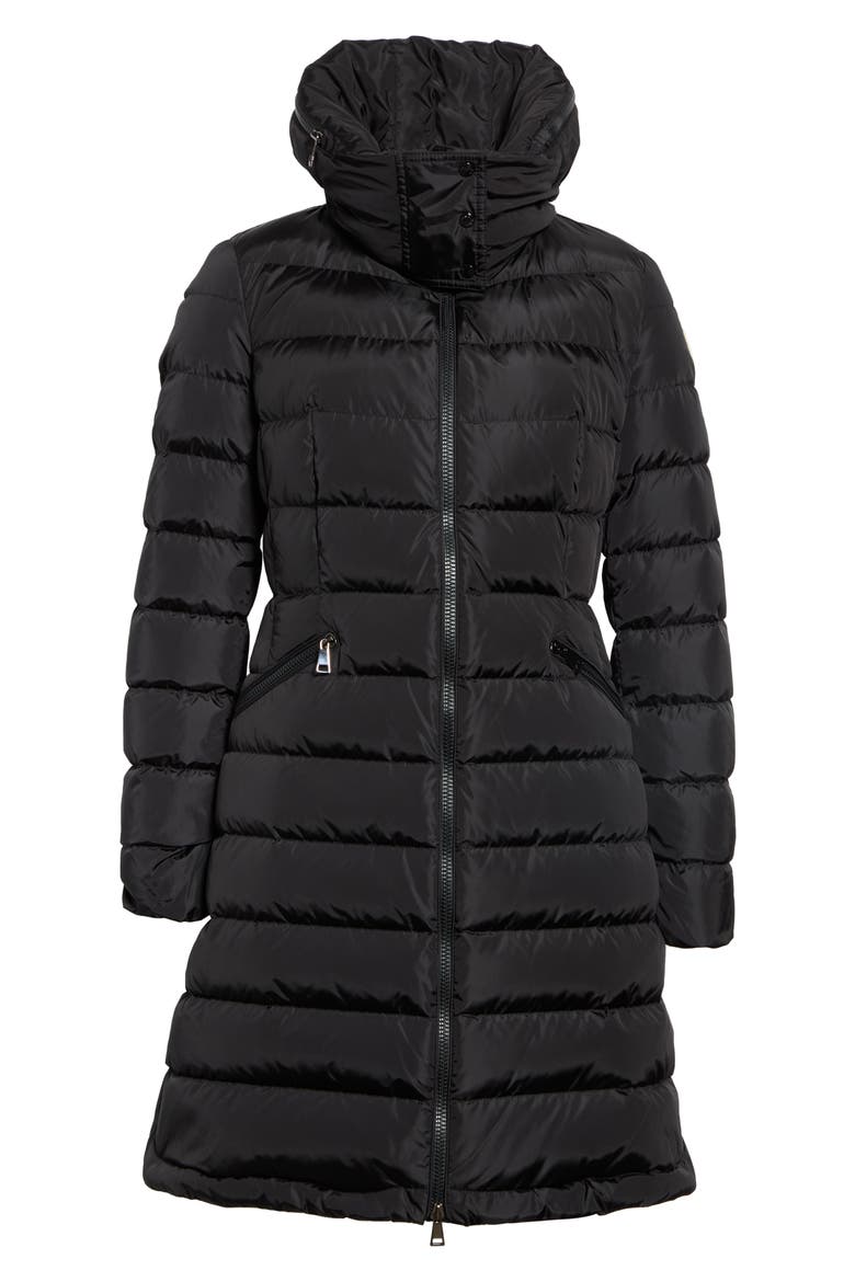 Flammette Long Down Puffer Coat, Main, color, BLACK