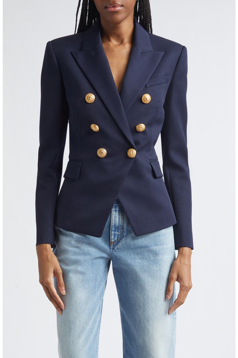 Double Breasted Wool Blazer, Main, color, MARINE BLUE