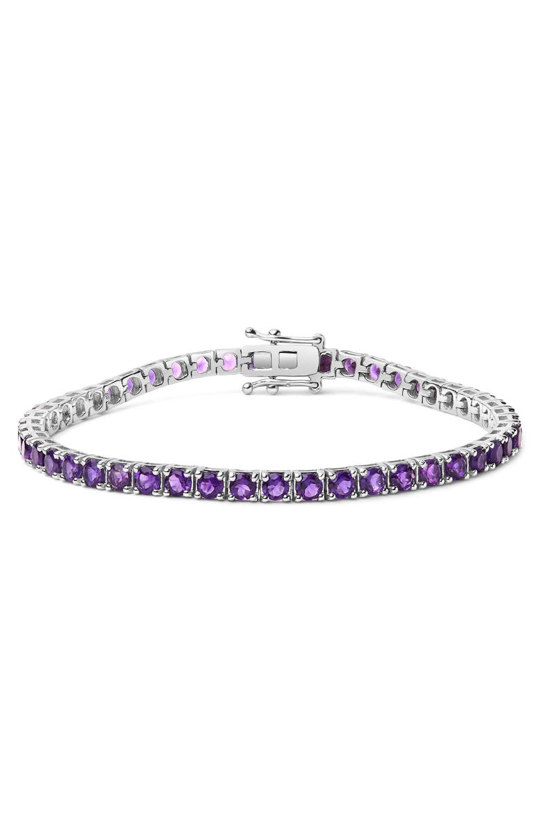 Haus of Brilliance .925 Sterling Silver 7 3/8 Ctw Created Purple Amethyst Tennis Bracelet, Main, color, White