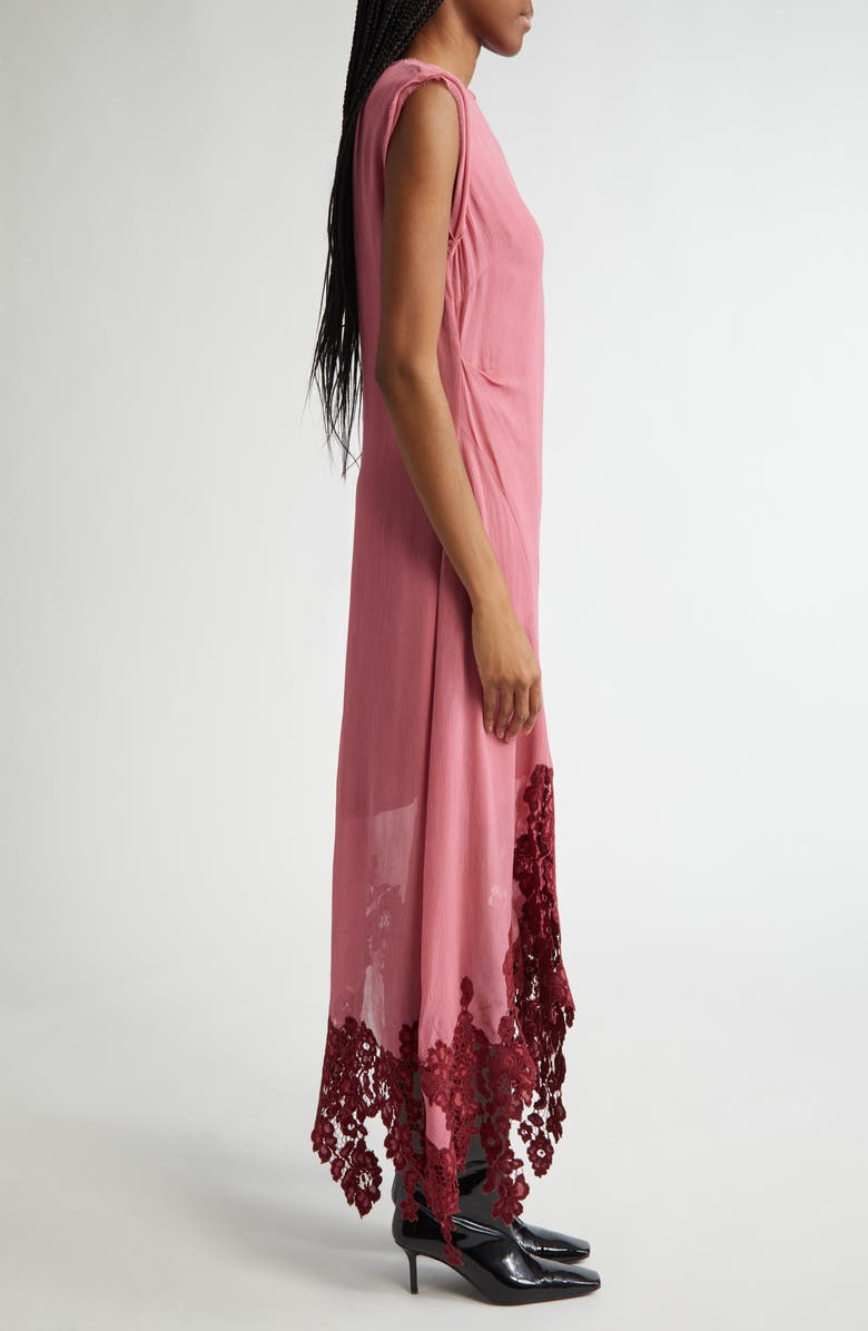 Acne Studios Dawella Lace Trim Crepe Midi Dress, Alternate, color, 