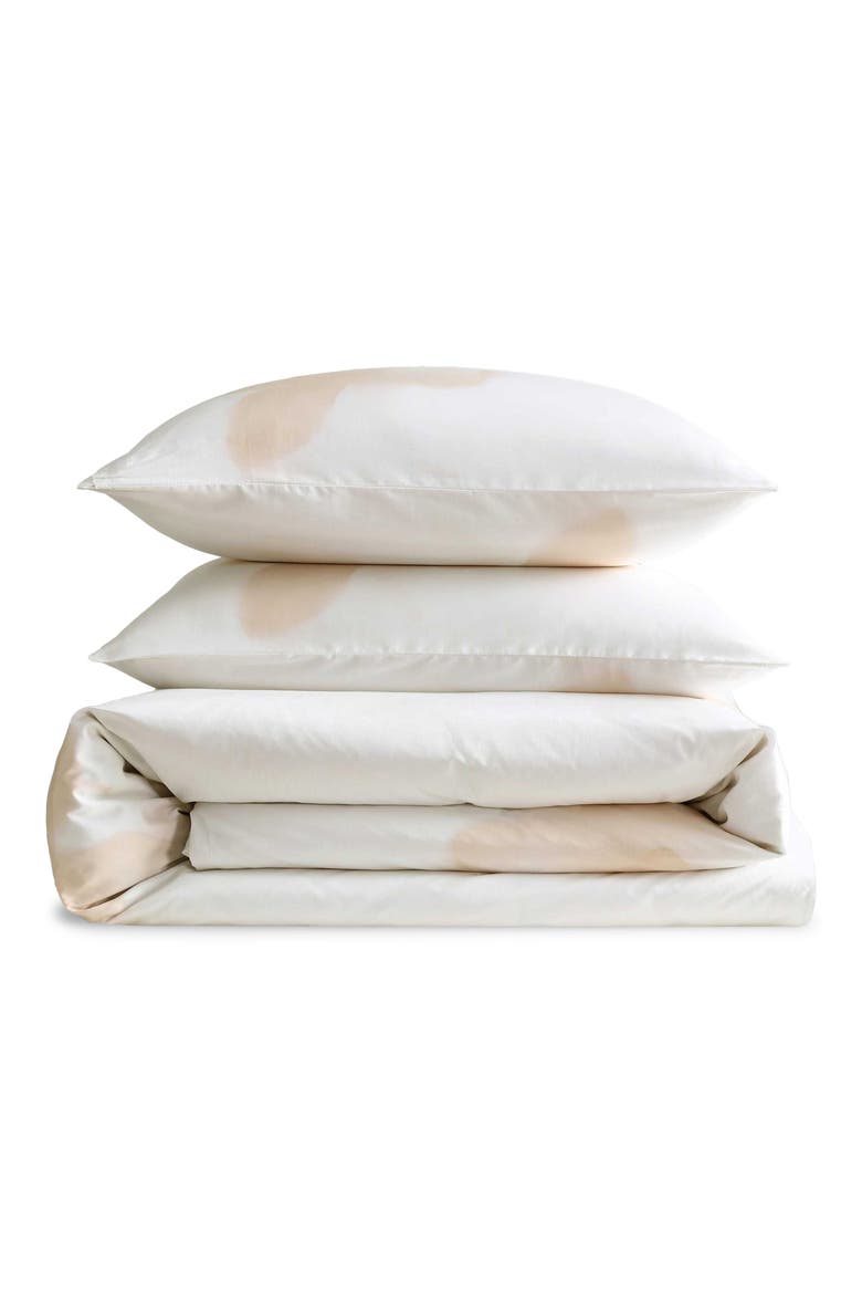 Liquid Floral 300 Thread Count Cotton Comforter & Shams Set, Main, color, LIGHT BEIGE