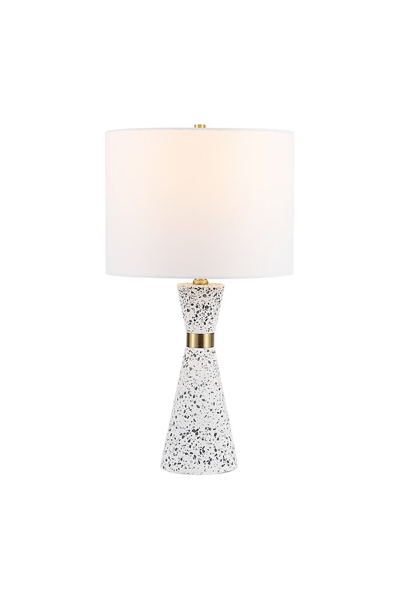 Artezza Contemporary Hourglass Terrazzo/Iron LED Table Lamp, Main, color, White/Gray Terrazzo