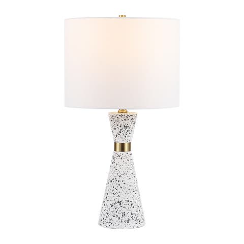 Artezza Contemporary Hourglass Terrazzo/Iron LED Table Lamp