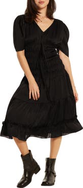 WISHLIST Short Sleeve Tiered Midi Dress