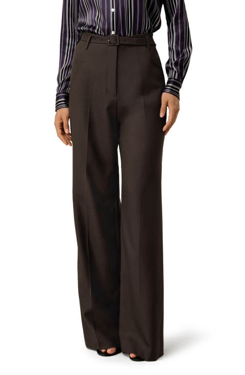 Silk Wool High-Waisted Wide-Leg Pant