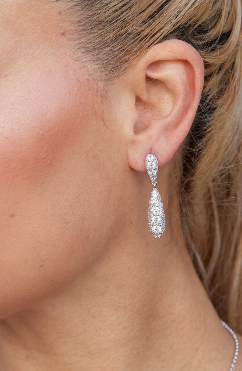 SAVVY CIE JEWELS Pavè Cubic Zirconia Briolette Drop Earrings, Alternate, color, White