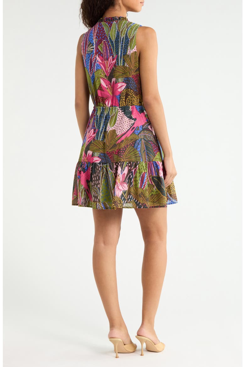 Jenla Itzel Tropical Print Cotton Shift Dress, Alternate, color, BLUE-OLIVE