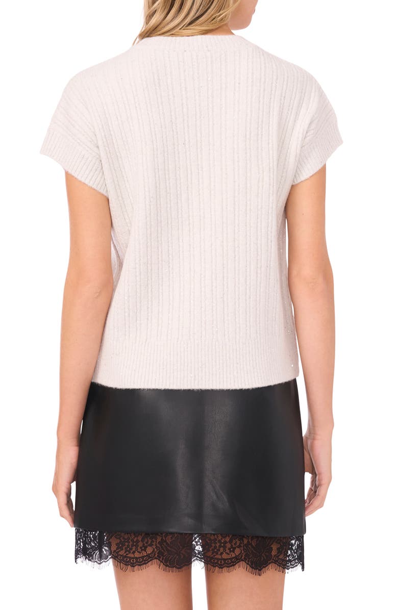 Vince Camuto Sequin Detail Rib Sweater, Alternate, color, Ivory Silver