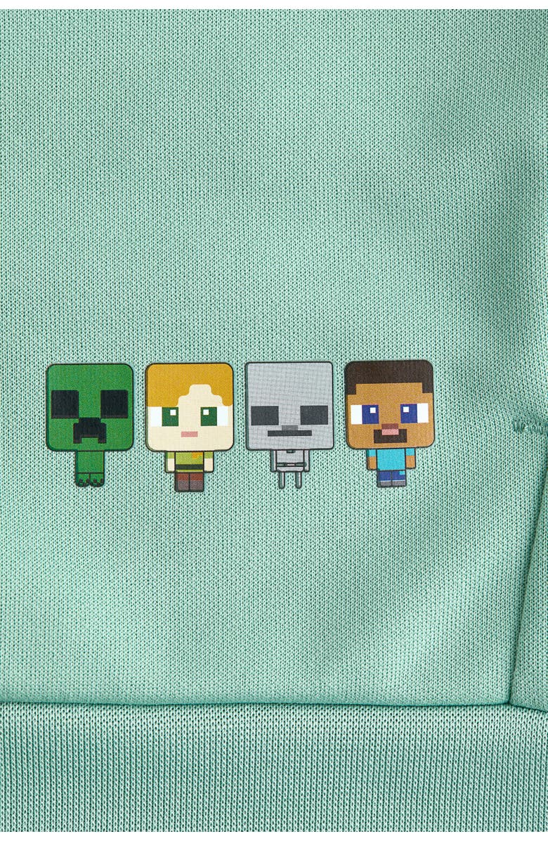 H&M Printed Track Jacket, Alternate, color, Mint Green/Minecraft