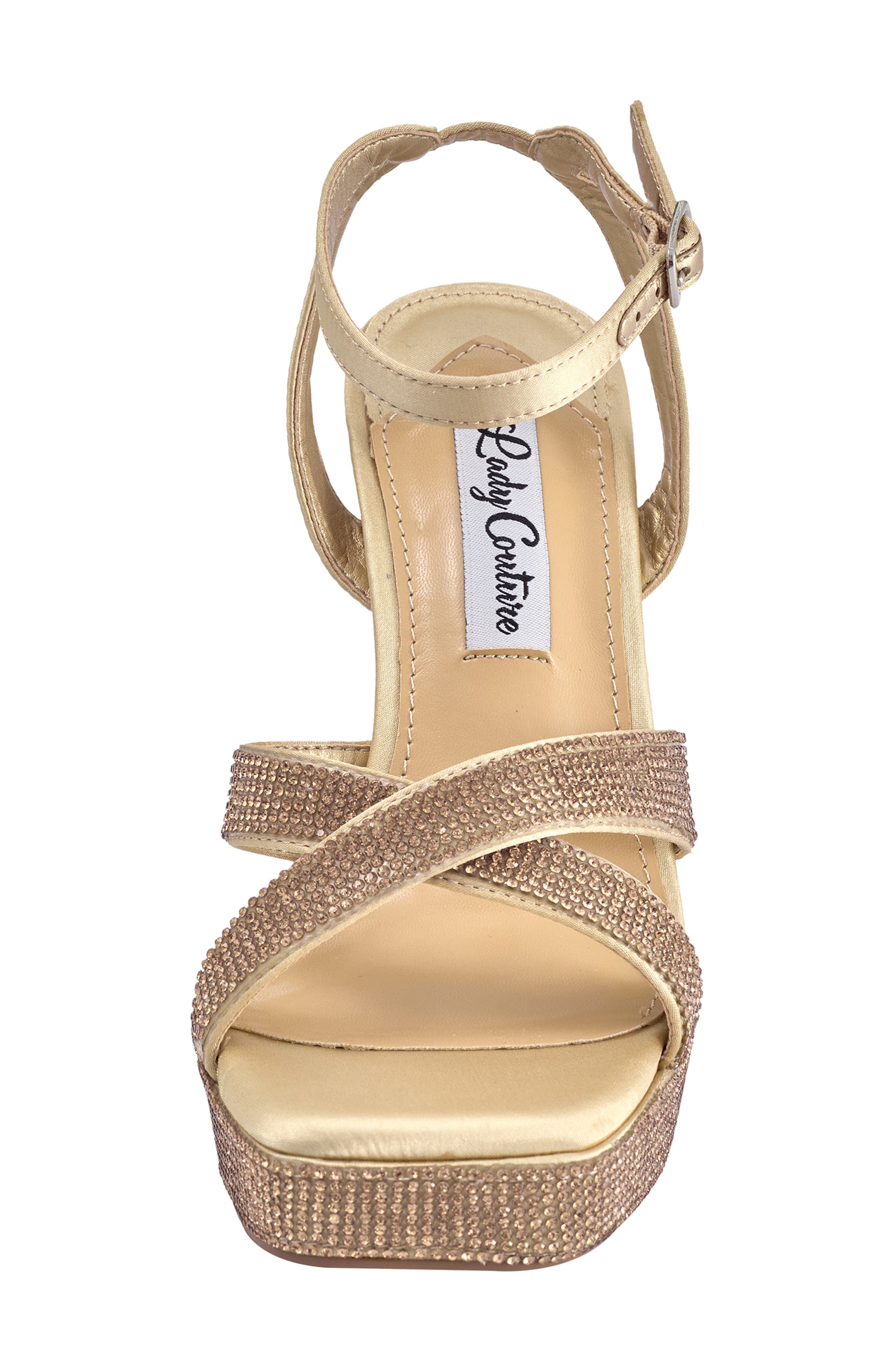 Rhinestone Platform Sandal, Alternate, color, GOLD