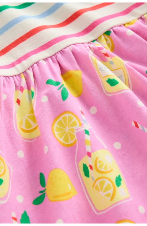 Mini Boden Kids' Poise Flutter Sleeve Cotton Dress In Chalk Pink Lemonade