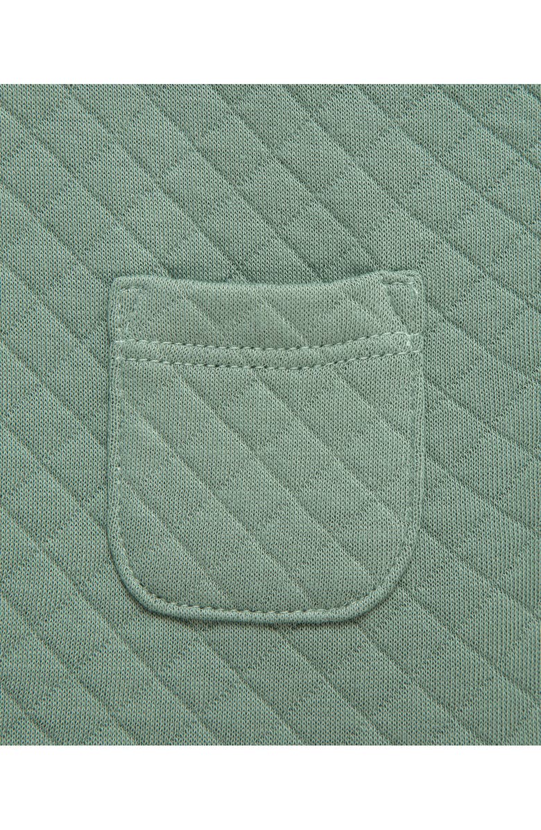 Little Me Hooded Diamond Quilted Romper, Alternate, color, Green