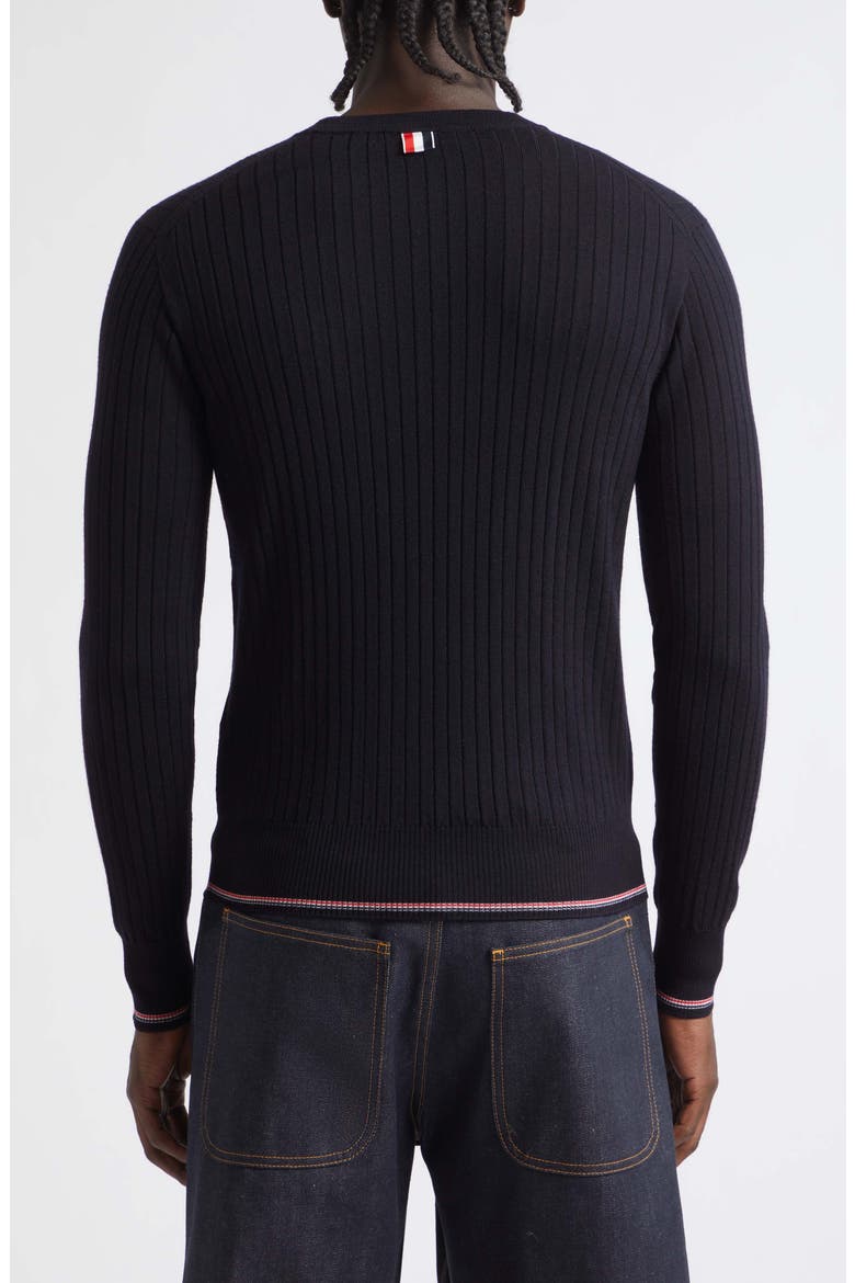 Tipped Wool Blend Rib Sweater, Alternate, color, NAVY