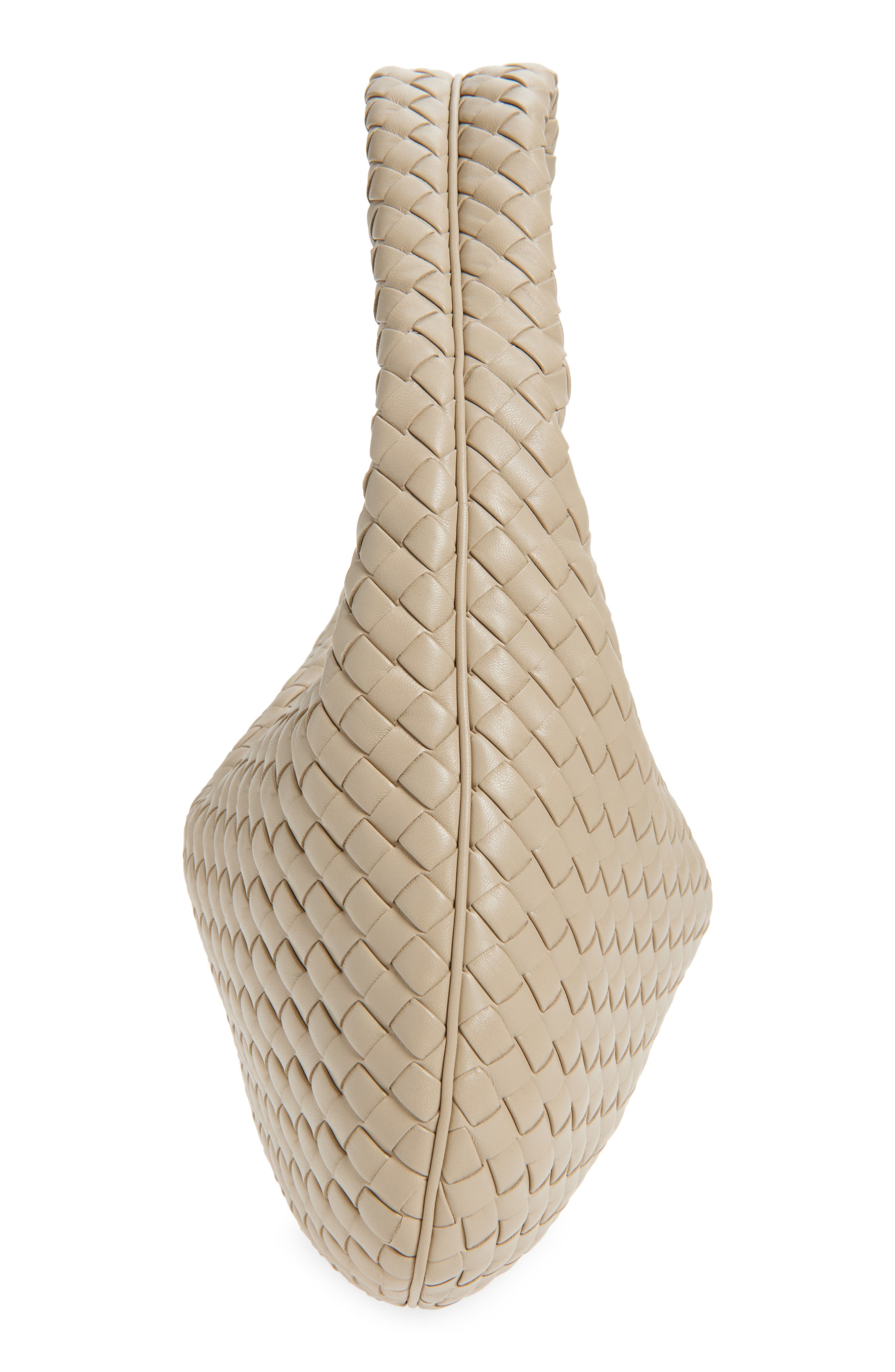 Bottega Veneta Borsa Intrecciato Leather Shoulder Bag, Alternate, color, 9614 Ecru-Muse Brass