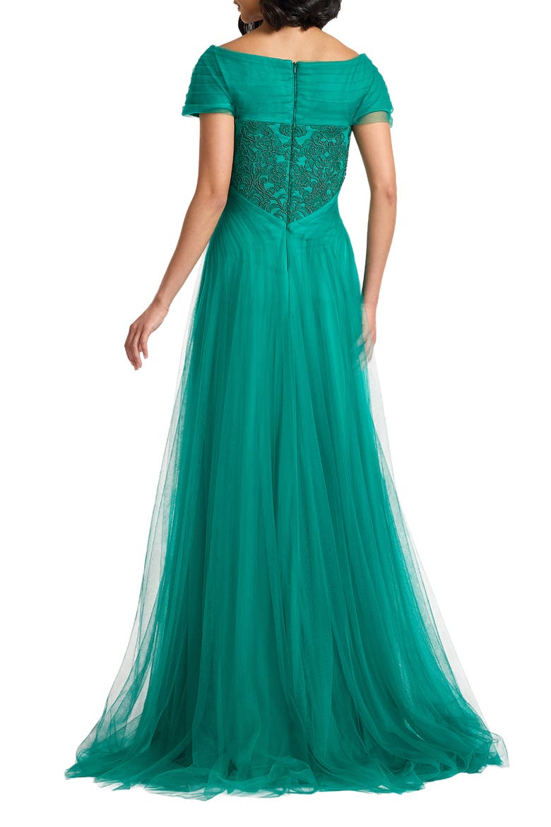 Lace & Tulle Gown, Alternate, color, EMERALD