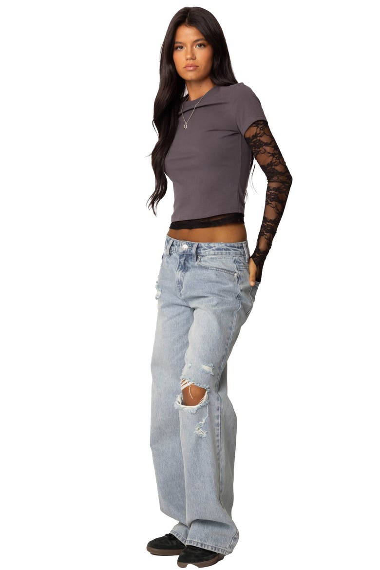 Adam Distressed Ripped Nonstretch Wide Leg Jeans, Alternate, color, LIGHT-BLUE