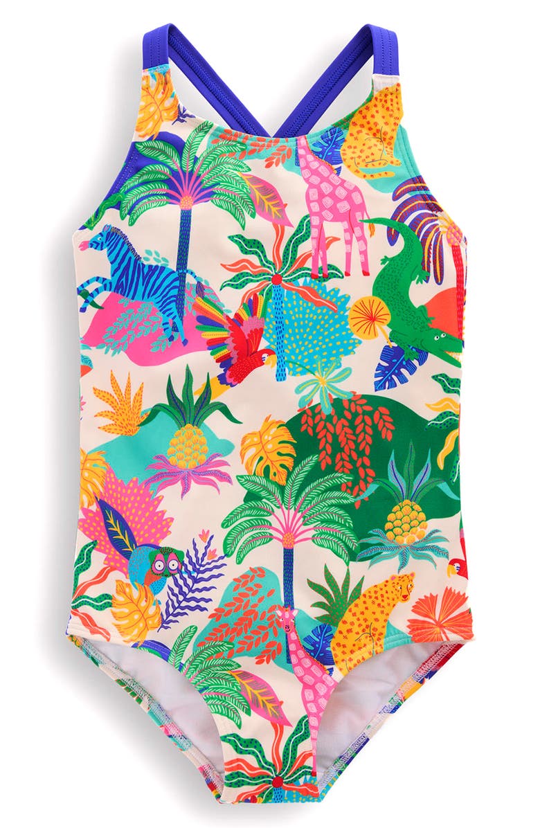 Mini Boden Kids' Crisscross Strap One-Piece Swimsuit, Main, color, 