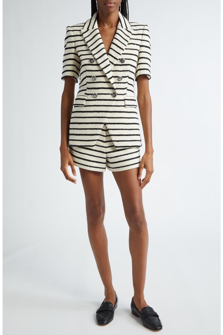 Gershwin Stripe Cotton Blend Shorts, Alternate, color, IVORY/BLACK