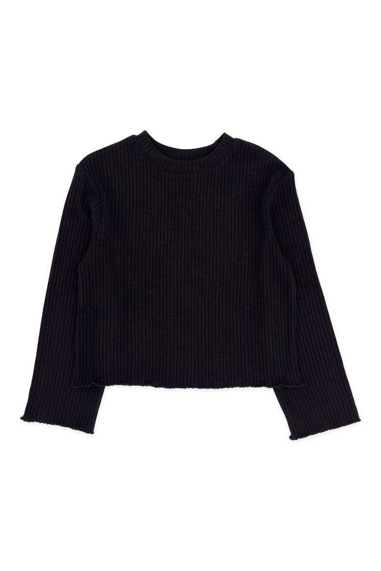 Kids' Ruby Long Sleeve Rib Top, Main, color, BLACK