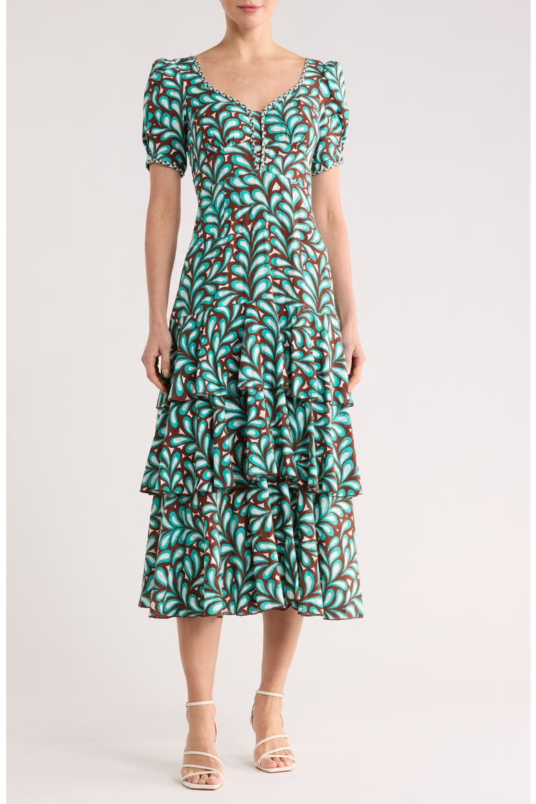 Aire Tiered Midi Dress, Main, color, SEAWEED MED