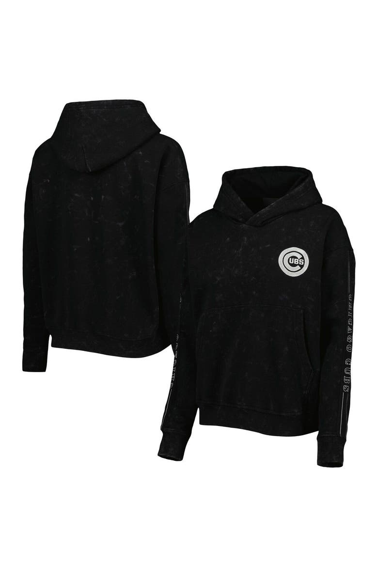Women's The Wild Collective Black Chicago Cubs Marble Pullover Hoodie, Main, color, Black